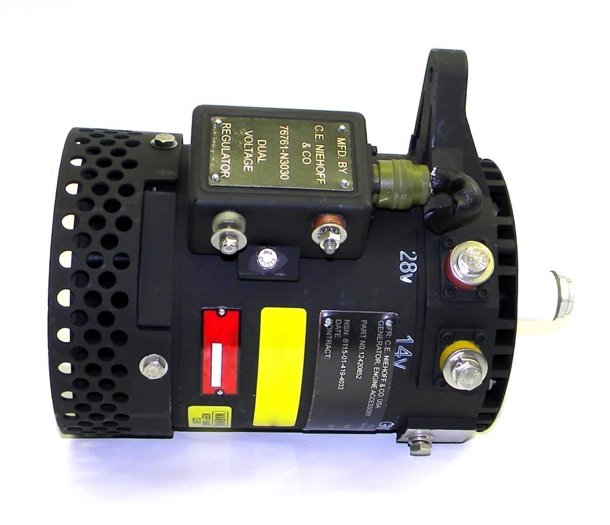 NATIONAL　TV SERVICE GENERATOR 848A Alternator Generator Dual Voltage 100 Amp 12 Volt 24 Volt